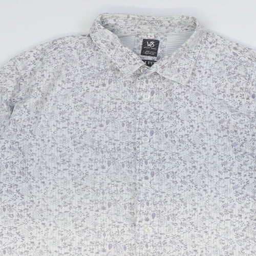 White Stuff Mens Multicoloured Floral Cotton Button-Up Size L Collared Button
