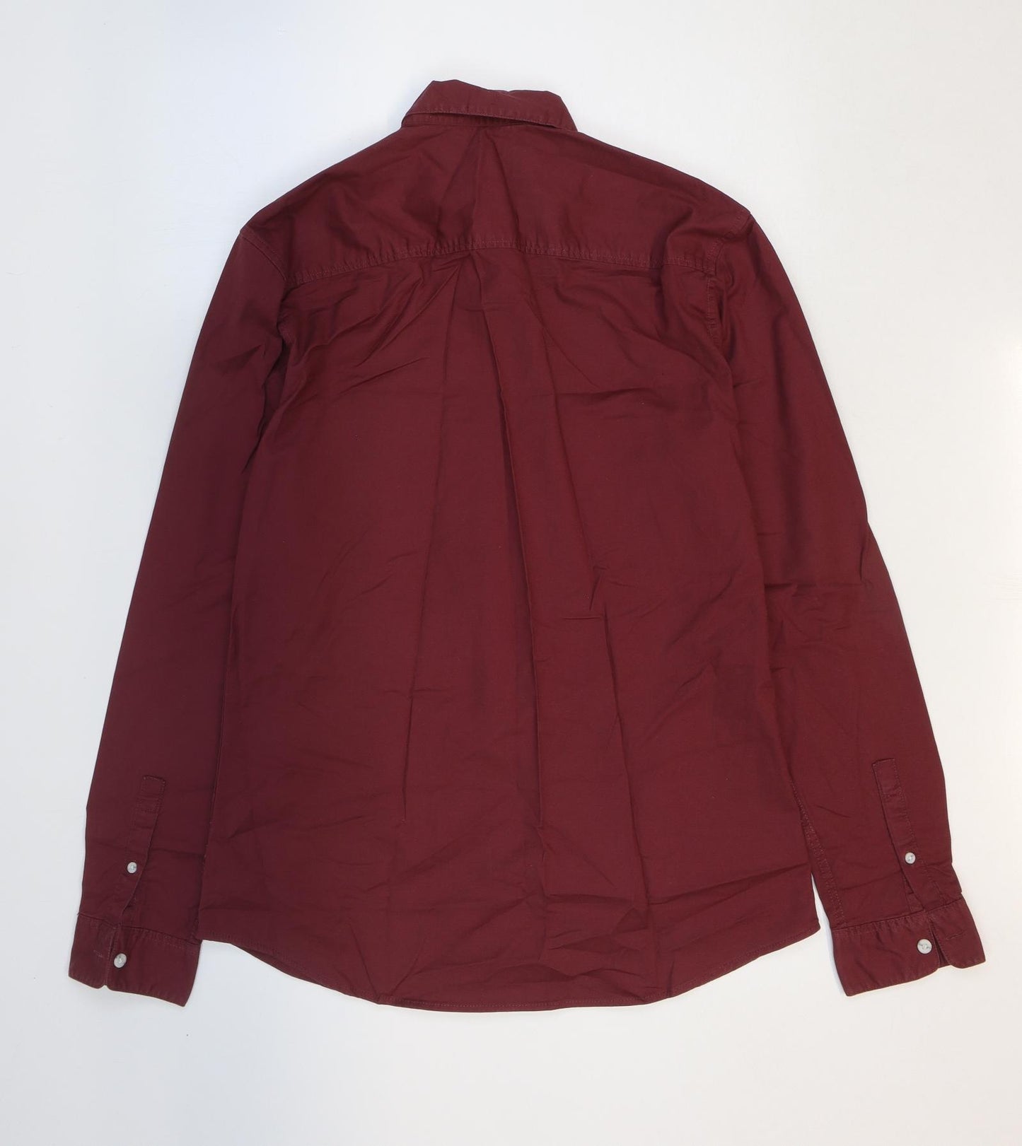 Topman Mens Red Cotton Button-Up Size L Collared Button