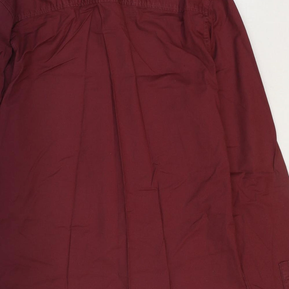 Topman Mens Red Cotton Button-Up Size L Collared Button