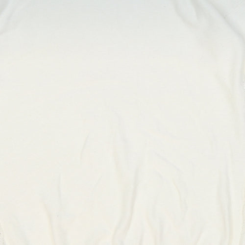 Damart Womens White Round Neck Geometric Acrylic Pullover Jumper Size 10