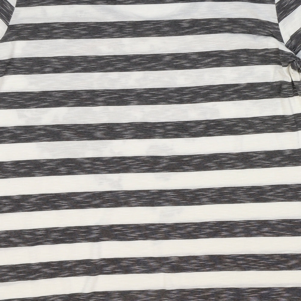 Per Una Womens Black Striped Viscose Basic T-Shirt Size 16 Scoop Neck - Flowers