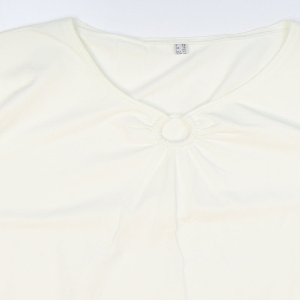 Tweans Womens White Cotton Basic T-Shirt Size 18 V-Neck