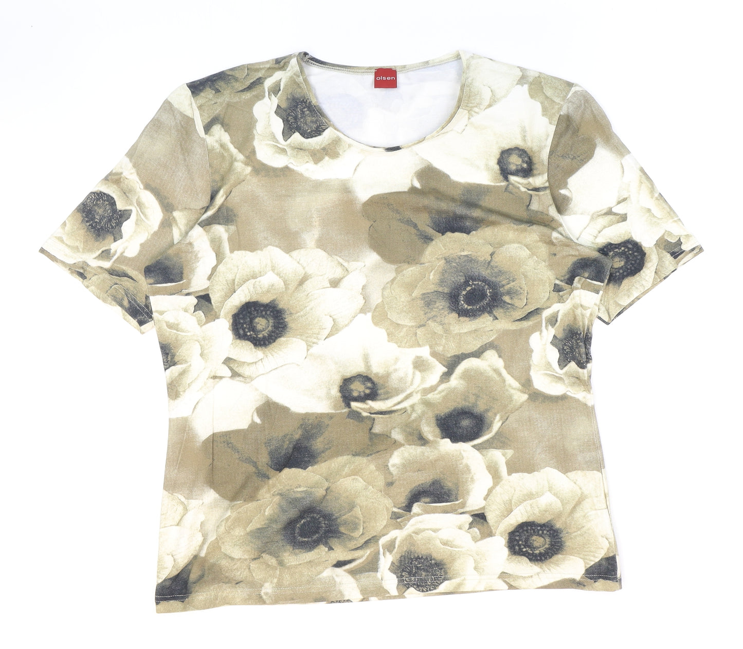 Olsen Womens Multicoloured Floral Viscose Basic T-Shirt Size 18 Round Neck