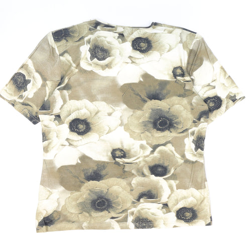 Olsen Womens Multicoloured Floral Viscose Basic T-Shirt Size 18 Round Neck