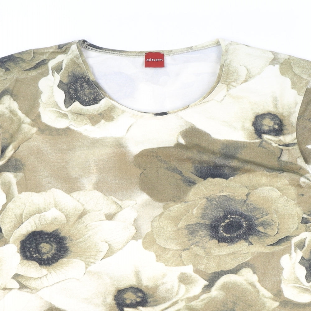 Olsen Womens Multicoloured Floral Viscose Basic T-Shirt Size 18 Round Neck