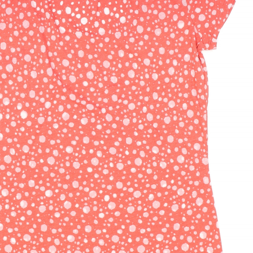Esprit Womens Red Polka Dot Cotton Basic T-Shirt Size XL Scoop Neck
