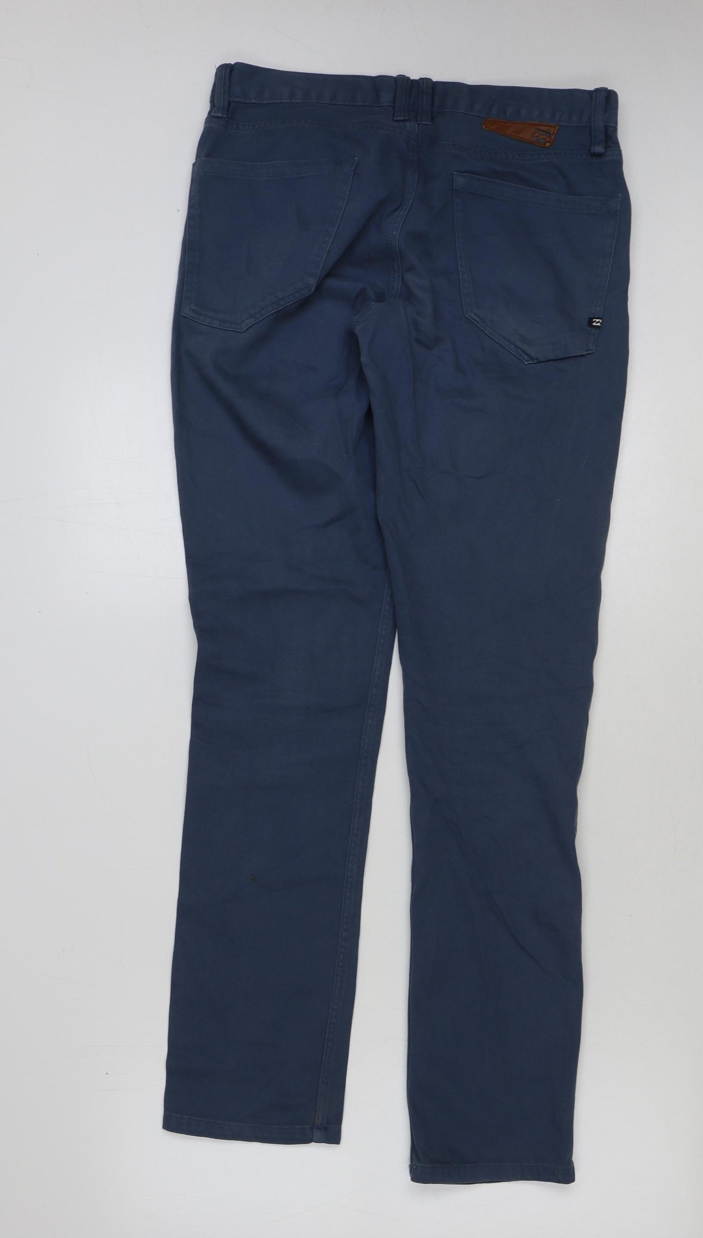 Billabong Mens Blue Cotton Trousers Size 30 in L32 in Regular Button