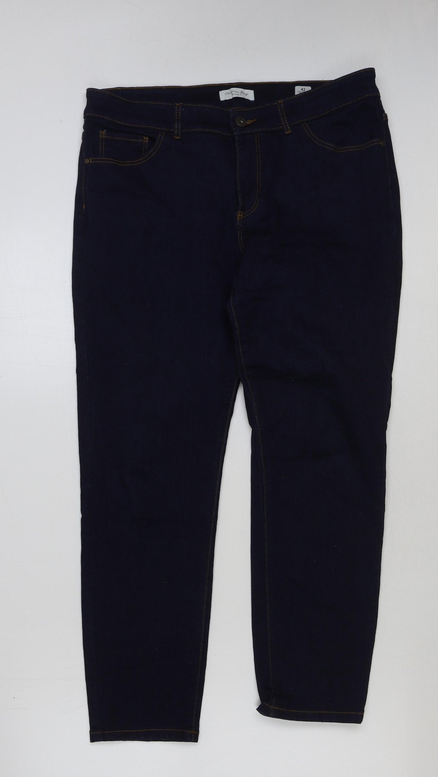 Christian Berg Womens Blue Cotton Skinny Jeans Size 14 L27 in Regular Button