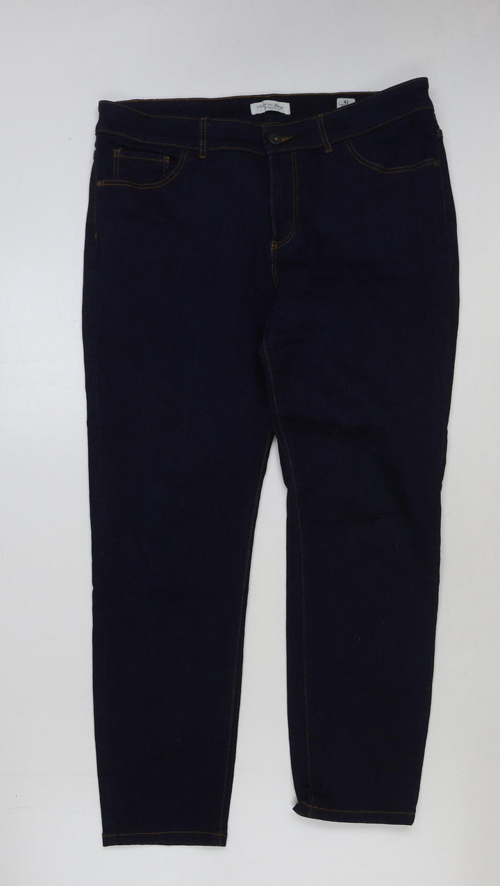 Christian Berg Womens Blue Cotton Skinny Jeans Size 14 L27 in Regular Button