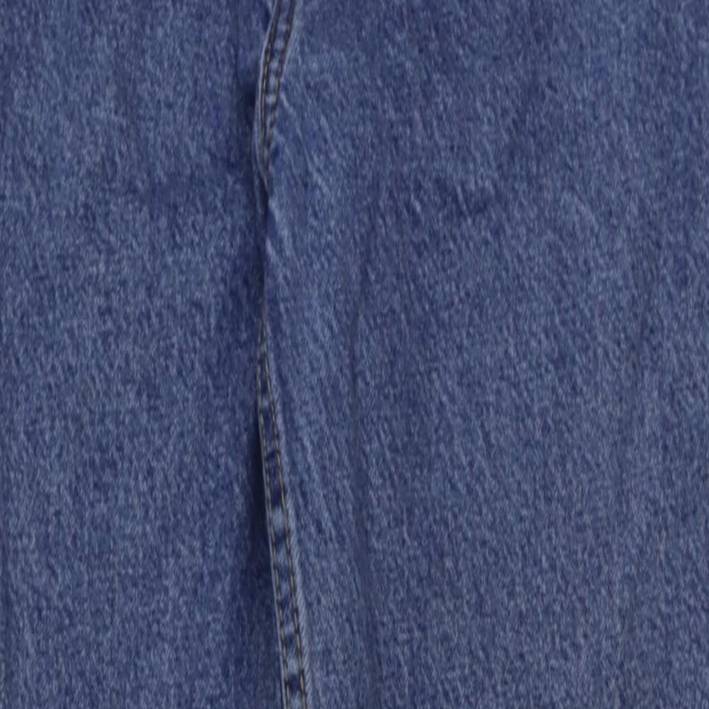 Zara Womens Blue Cotton Mom Jeans Size 10 L28 in Regular Button