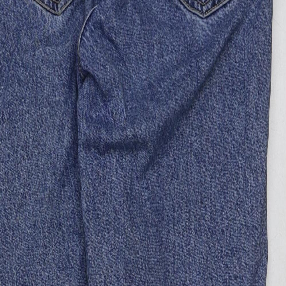 Zara Womens Blue Cotton Mom Jeans Size 10 L28 in Regular Button