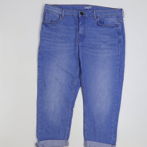 Marks and Spencer Womens Blue Cotton Cropped Jeans Size 36 in L21 in Regular Button