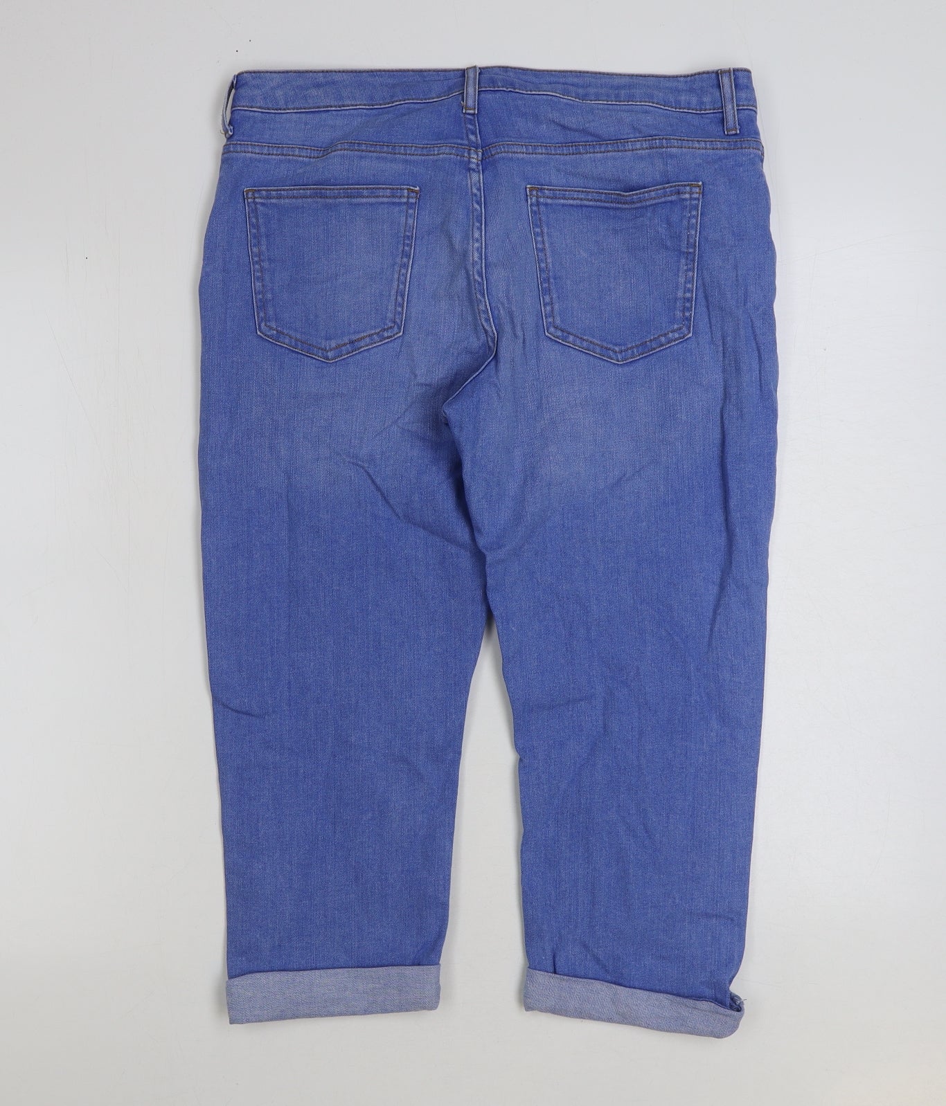 Marks and Spencer Womens Blue Cotton Cropped Jeans Size 36 in L21 in Regular Button