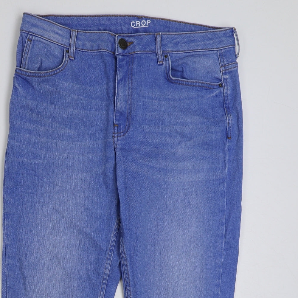 Marks and Spencer Womens Blue Cotton Cropped Jeans Size 36 in L21 in Regular Button