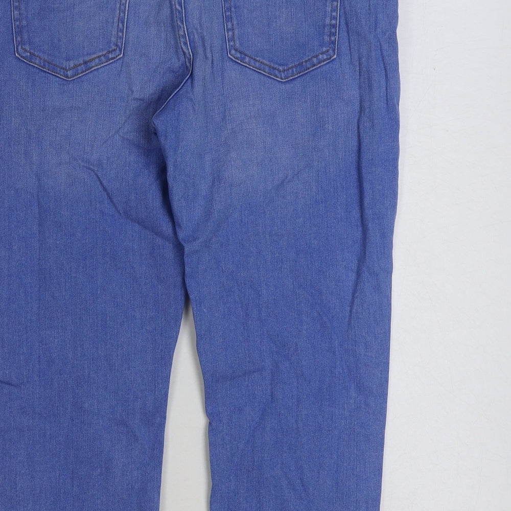 Marks and Spencer Womens Blue Cotton Cropped Jeans Size 36 in L21 in Regular Button