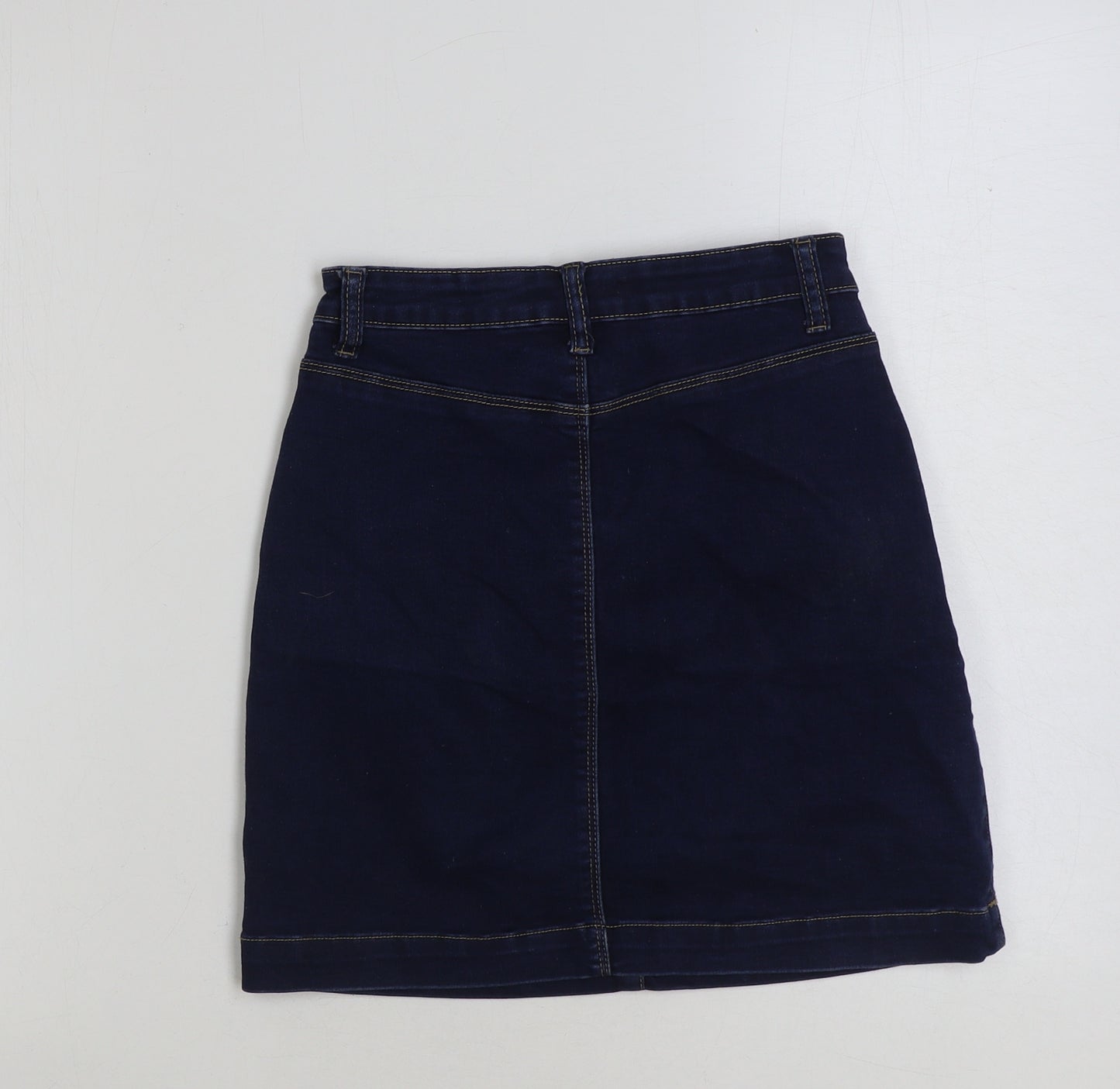 Missguided Womens Blue Cotton Mini Skirt Size 8 Button