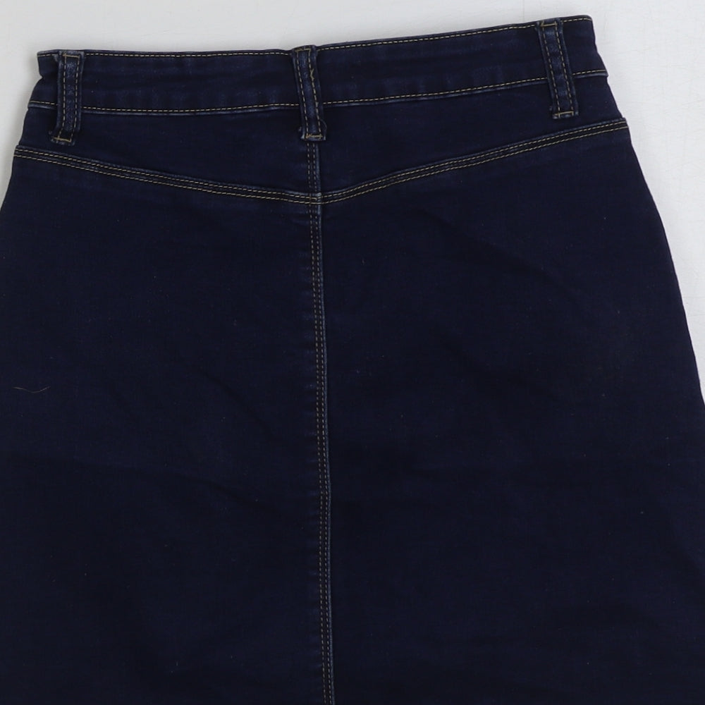 Missguided Womens Blue Cotton Mini Skirt Size 8 Button