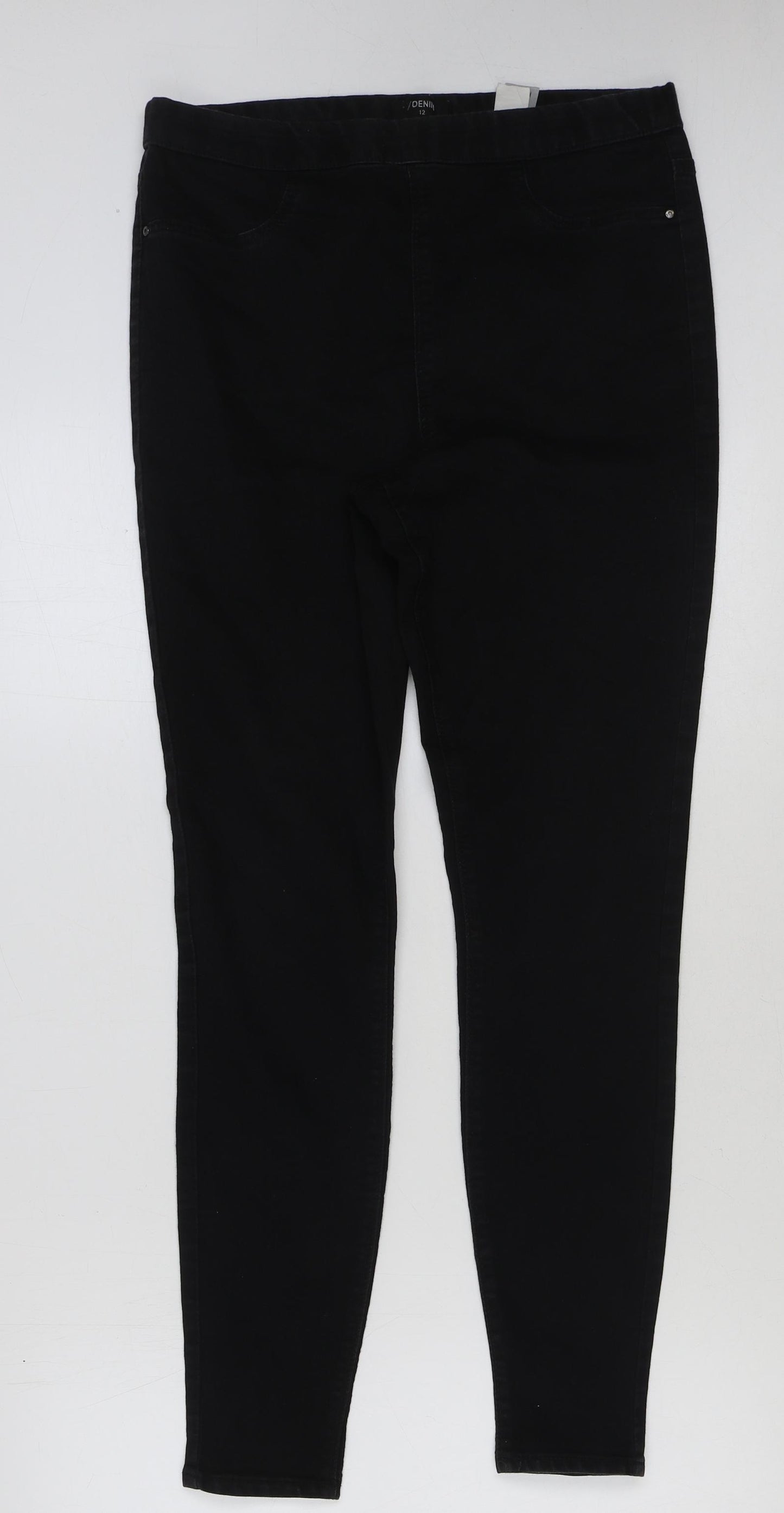 Denim 24/7 Womens Black Cotton Jegging Jeans Size 12 L30 in Regular