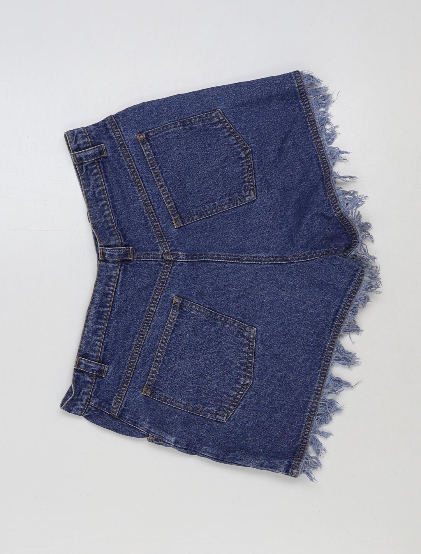 JOIE DE VIURE Womens Blue Cotton Hot Pants Shorts Size 12 L12 in Regular Button - Distressed