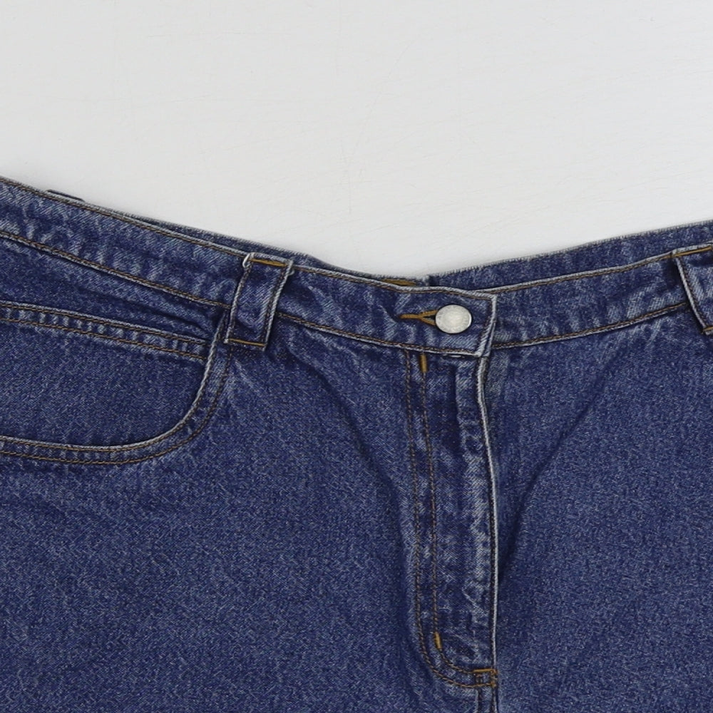 JOIE DE VIURE Womens Blue Cotton Hot Pants Shorts Size 12 L12 in Regular Button - Distressed
