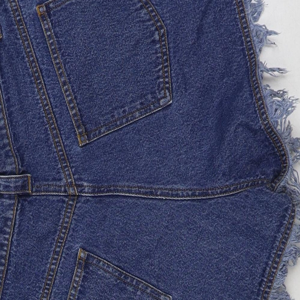 JOIE DE VIURE Womens Blue Cotton Hot Pants Shorts Size 12 L12 in Regular Button - Distressed
