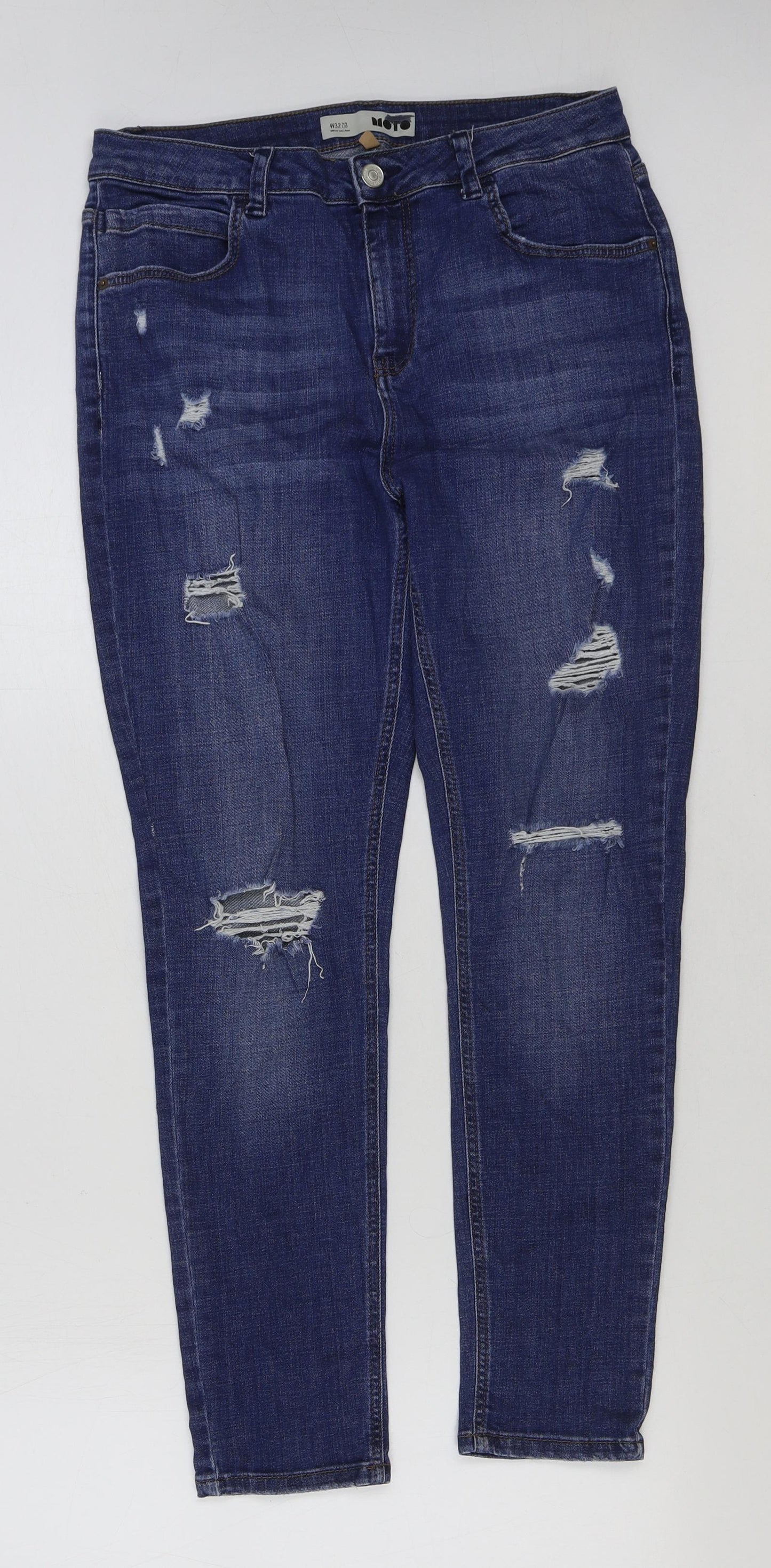 Topshop Womens Blue Cotton Skinny Jeans Size 32 in L30 in Regular Button