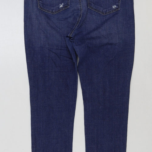 Topshop Womens Blue Cotton Skinny Jeans Size 32 in L30 in Regular Button