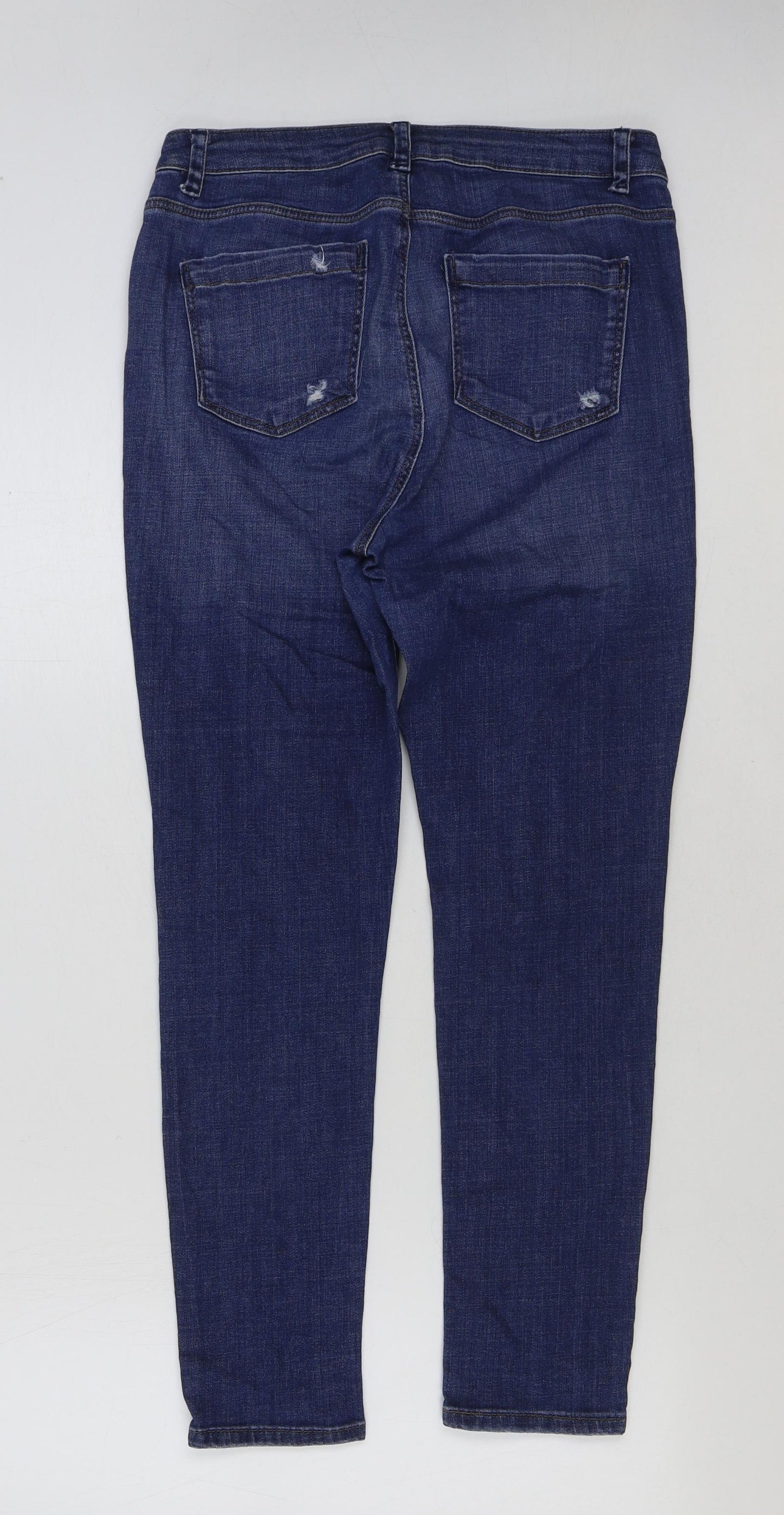 Topshop Womens Blue Cotton Skinny Jeans Size 32 in L30 in Regular Button