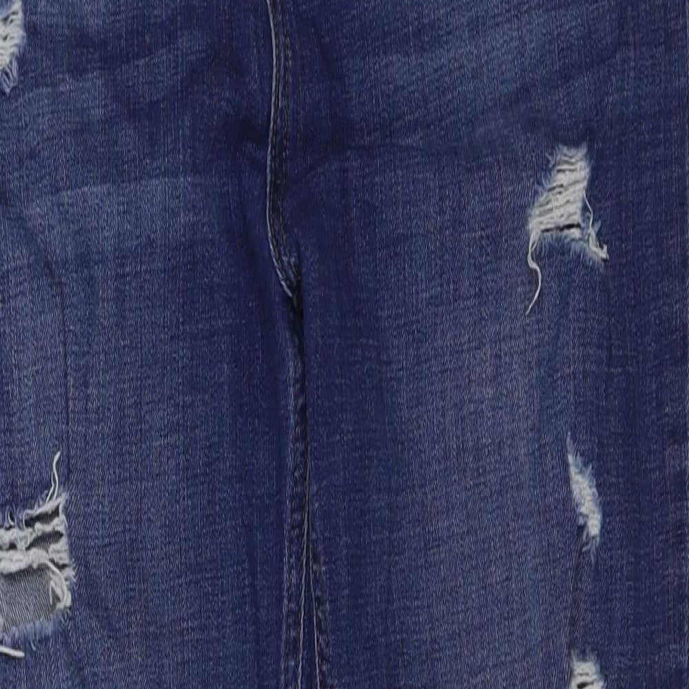 Topshop Womens Blue Cotton Skinny Jeans Size 32 in L30 in Regular Button