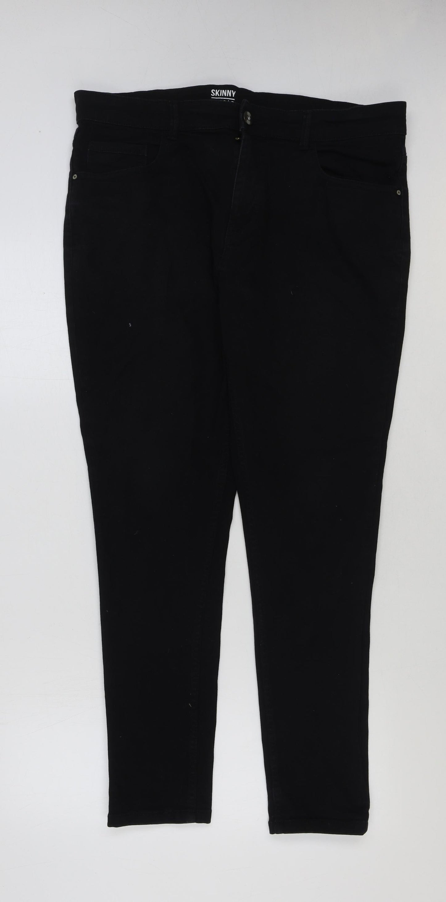 George Mens Black Cotton Skinny Jeans Size 38 in L32 in Regular Button