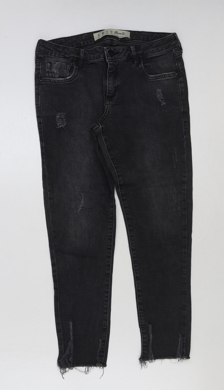 Denim & Co. Womens Grey Cotton Skinny Jeans Size 10 L25 in Regular Button