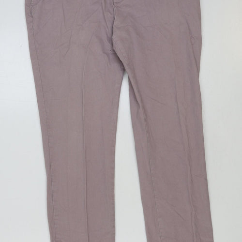 Marks and Spencer Mens Purple Cotton Trousers Size 36 in L33 in Regular Button