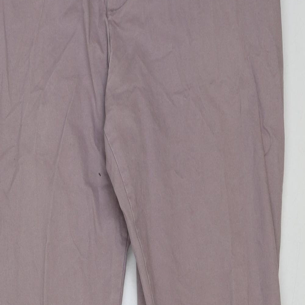 Marks and Spencer Mens Purple Cotton Trousers Size 36 in L33 in Regular Button