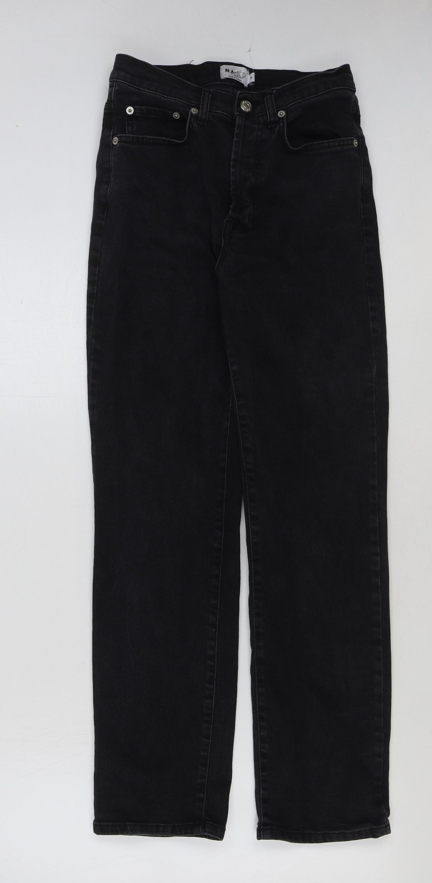 Nakd Womens Black Cotton Straight Jeans Size 8 L29 in Regular Button