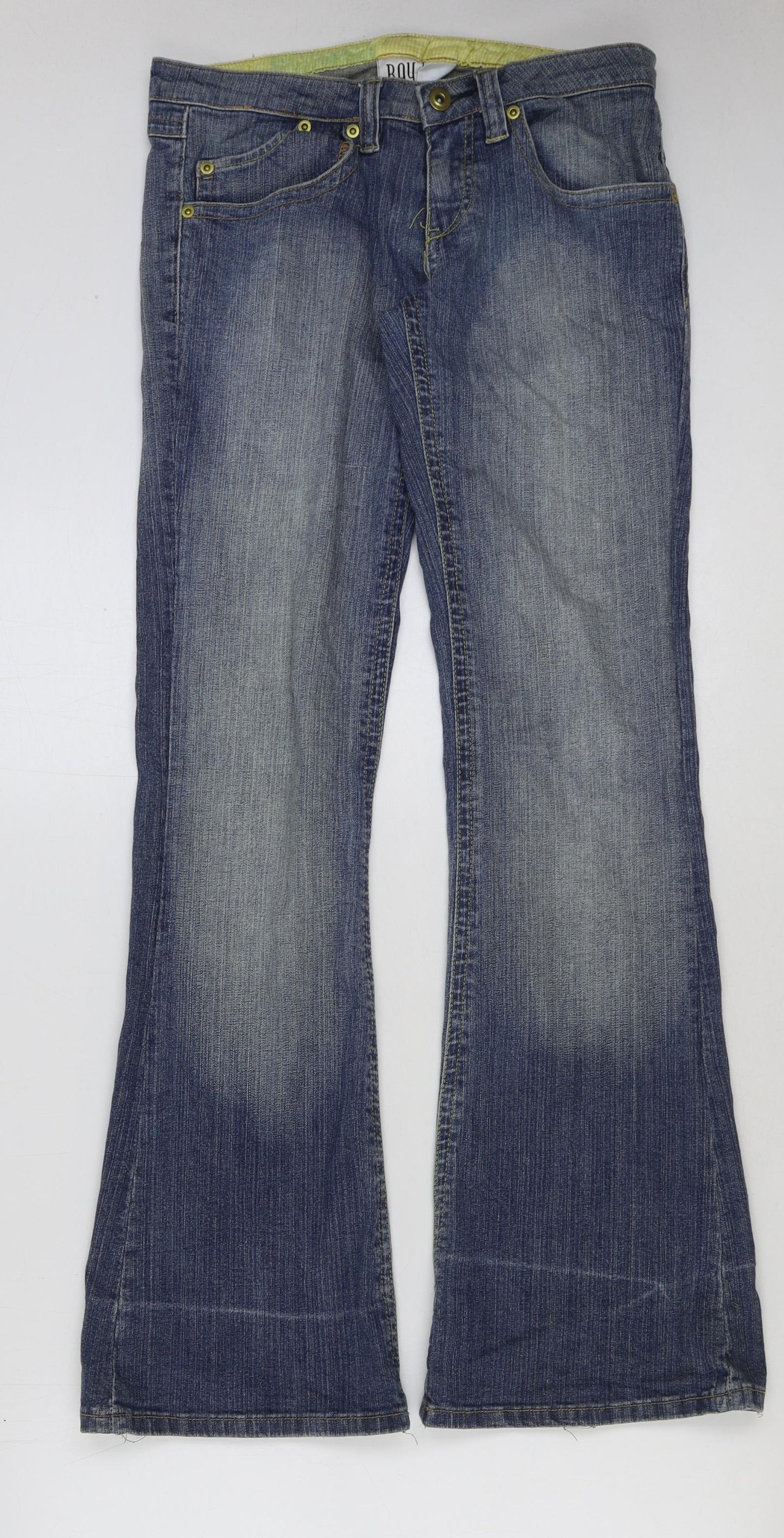 Bay Womens Blue Cotton Bootcut Jeans Size 8 L33 in Regular Button