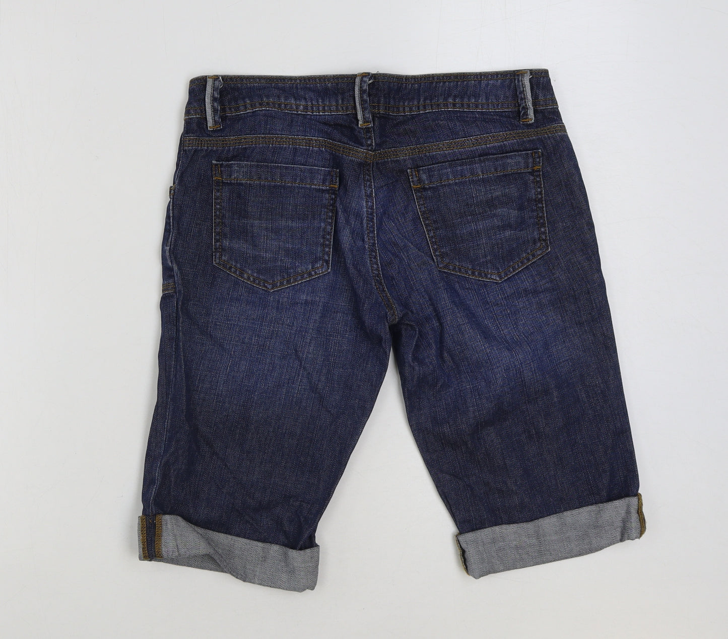 Miss Selfridge Womens Blue Cotton Bermuda Shorts Size 8 L12 in Regular Button