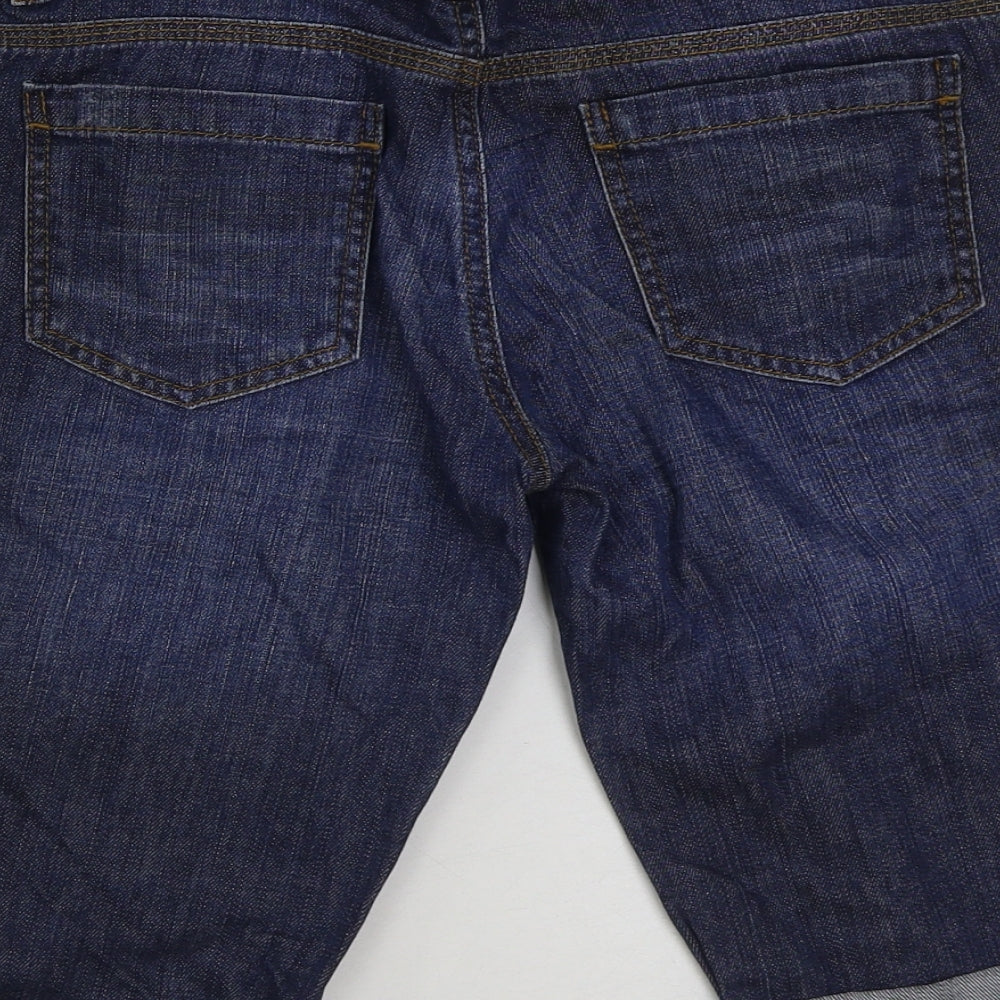 Miss Selfridge Womens Blue Cotton Bermuda Shorts Size 8 L12 in Regular Button
