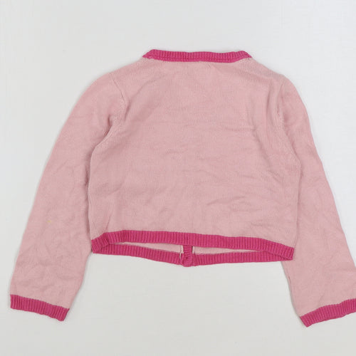 Cath Kidston Girls Pink V-Neck Camel Cardigan Jumper Size 5-6 Years Button - Ballerina