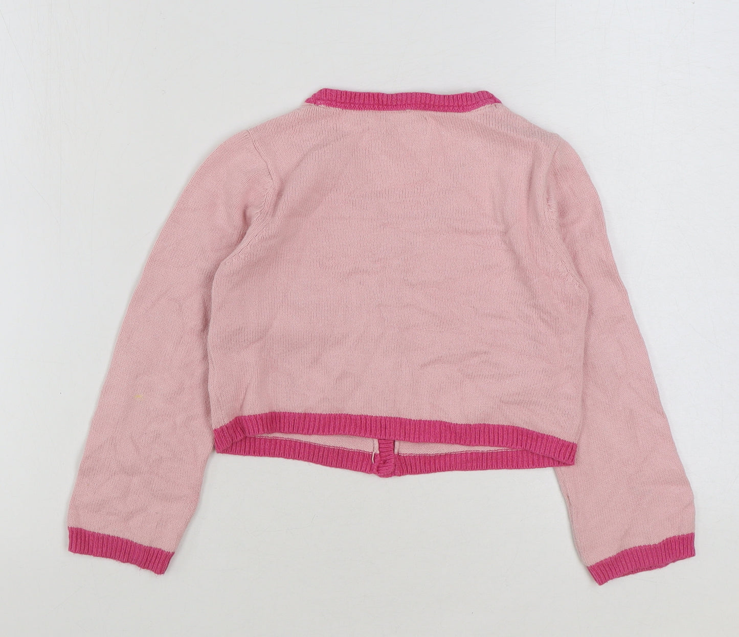 Cath Kidston Girls Pink V-Neck Camel Cardigan Jumper Size 5-6 Years Button - Ballerina
