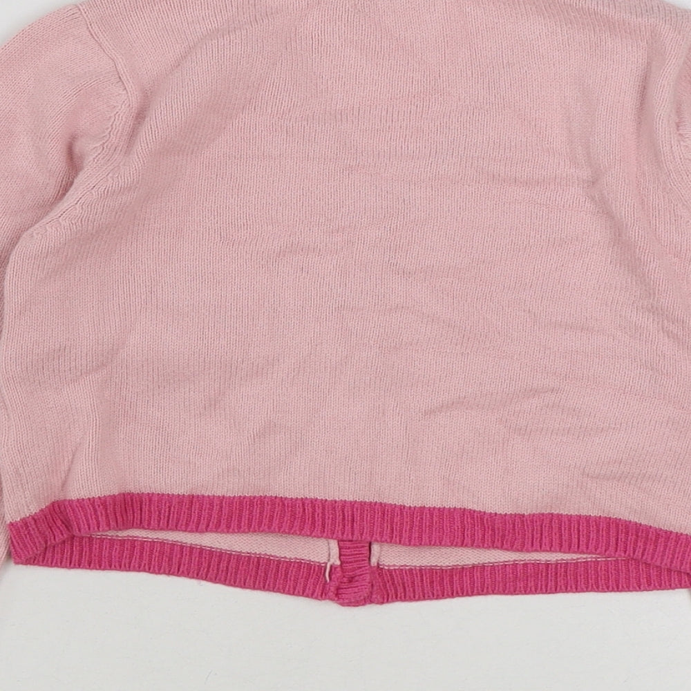 Cath Kidston Girls Pink V-Neck Camel Cardigan Jumper Size 5-6 Years Button - Ballerina