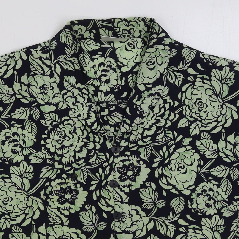 Eastex Womens Green Floral Polyester Basic Button-Up Size 18 Collared