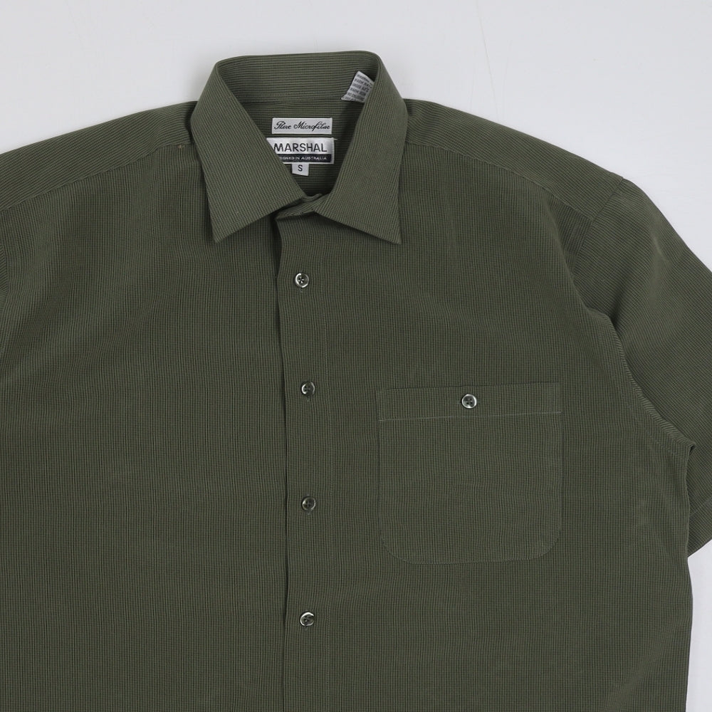 Marshall Mens Green Viscose Button-Up Size S Collared Button