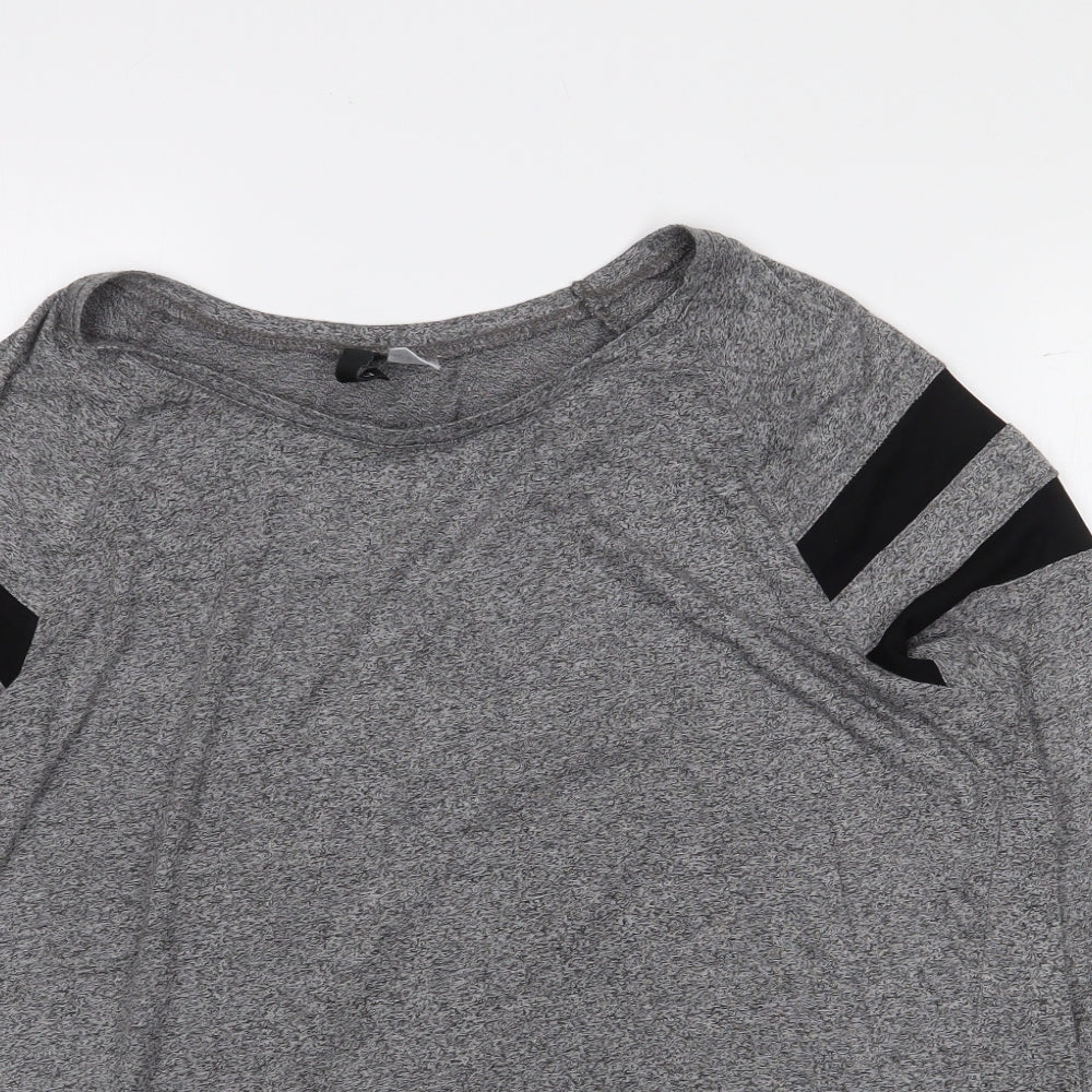 H&M Womens Grey Cotton Basic T-Shirt Size M Boat Neck - Striped