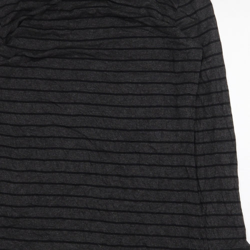 Cable & Gauge Womens Grey Striped Viscose Basic T-Shirt Size M Boat Neck