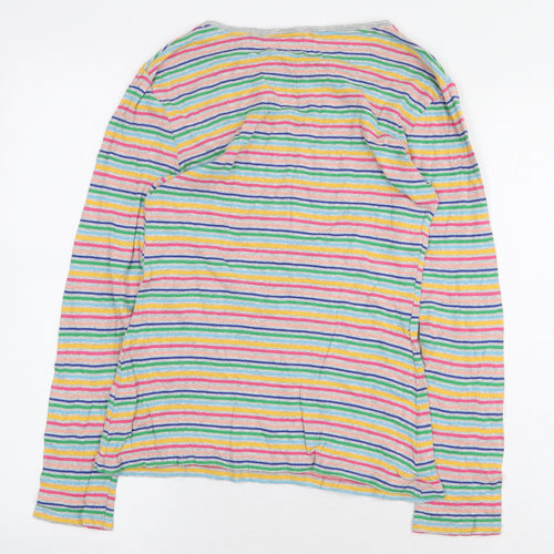 Papaya Womens Multicoloured Striped 100% Cotton Basic T-Shirt Size 10 Round Neck