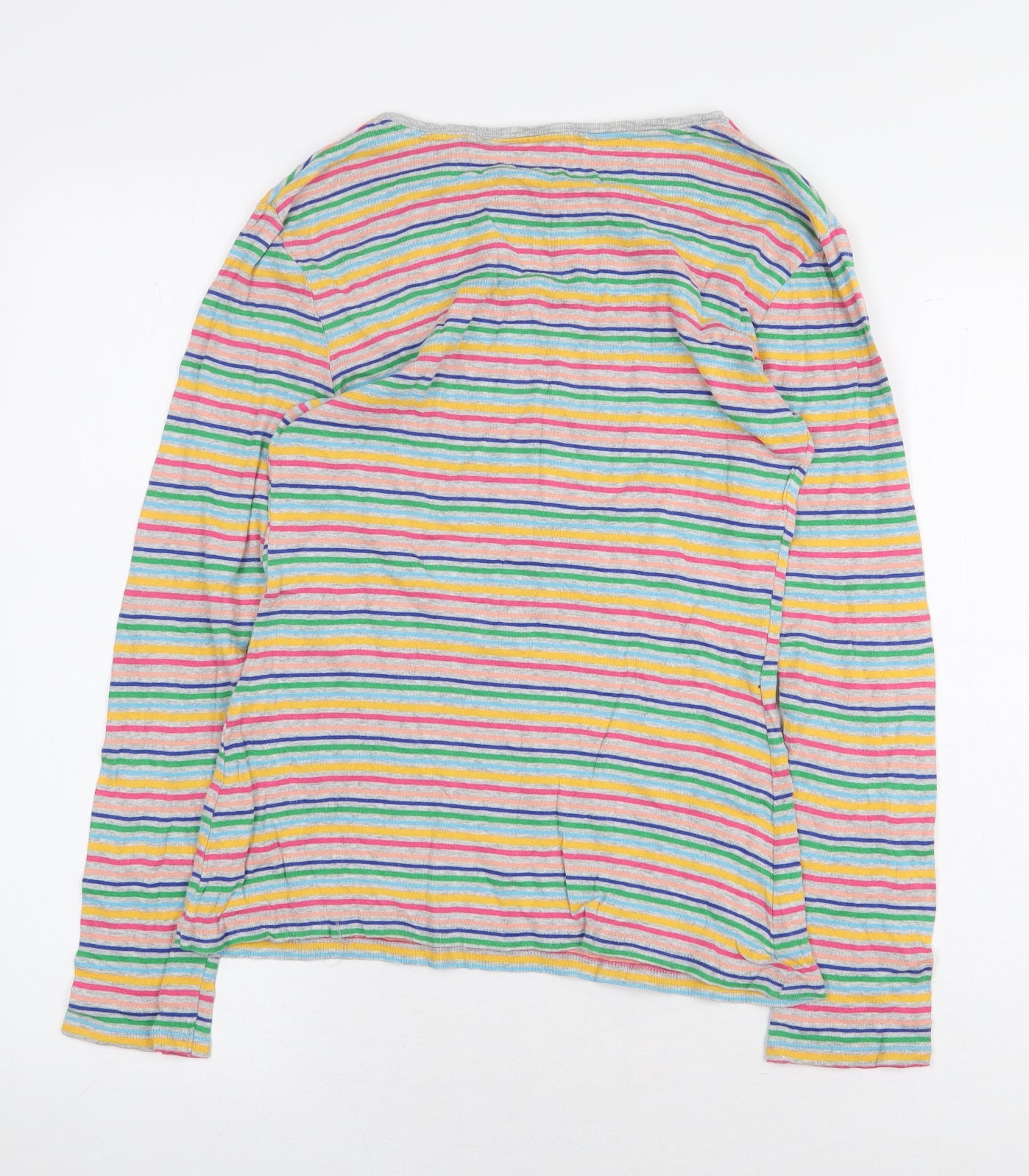 Papaya Womens Multicoloured Striped 100% Cotton Basic T-Shirt Size 10 Round Neck