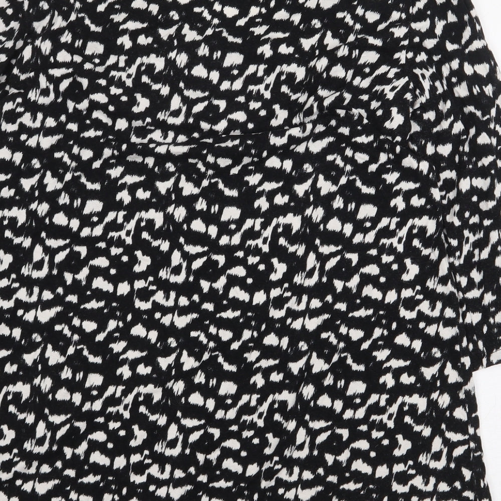 George Womens Black Animal Print Viscose Basic Blouse Size 14 Scoop Neck