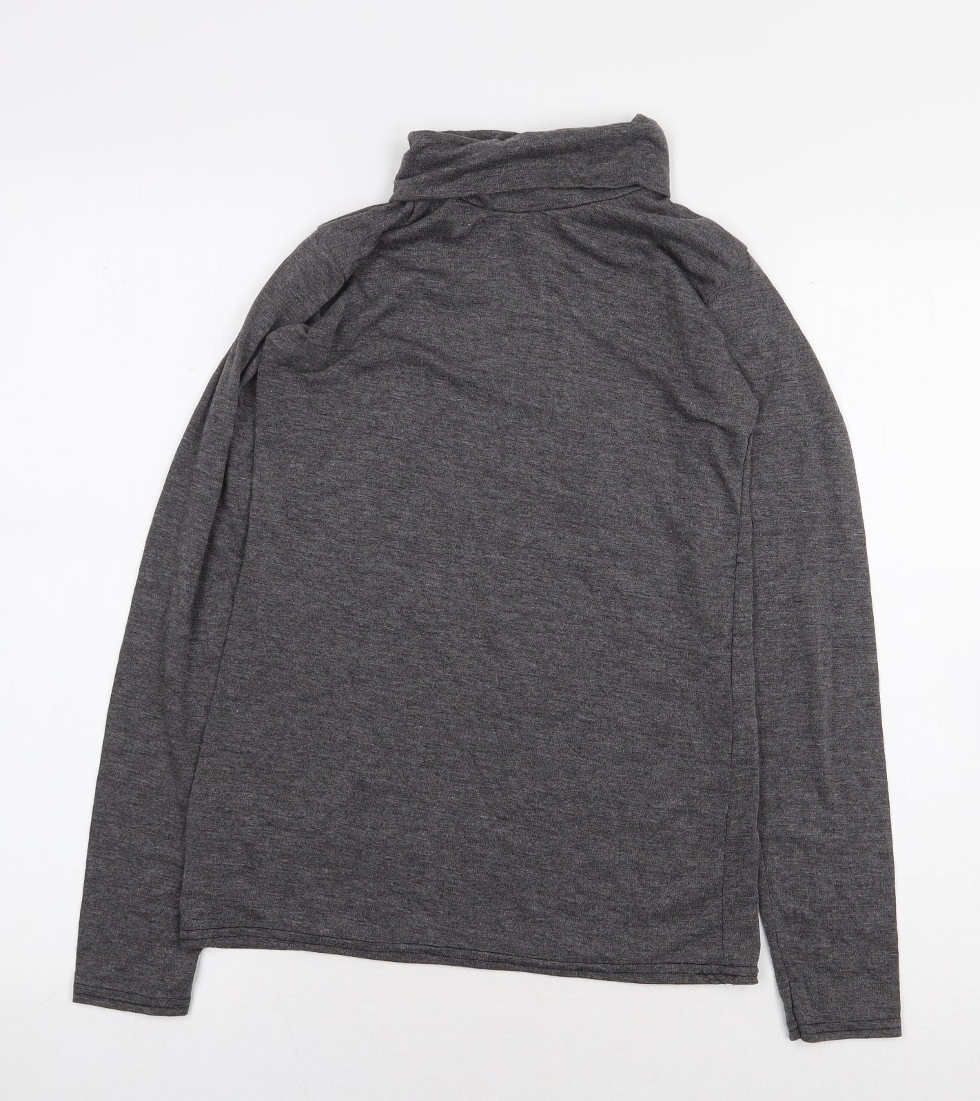 QED London Womens Grey Viscose Basic T-Shirt Size 12 Roll Neck