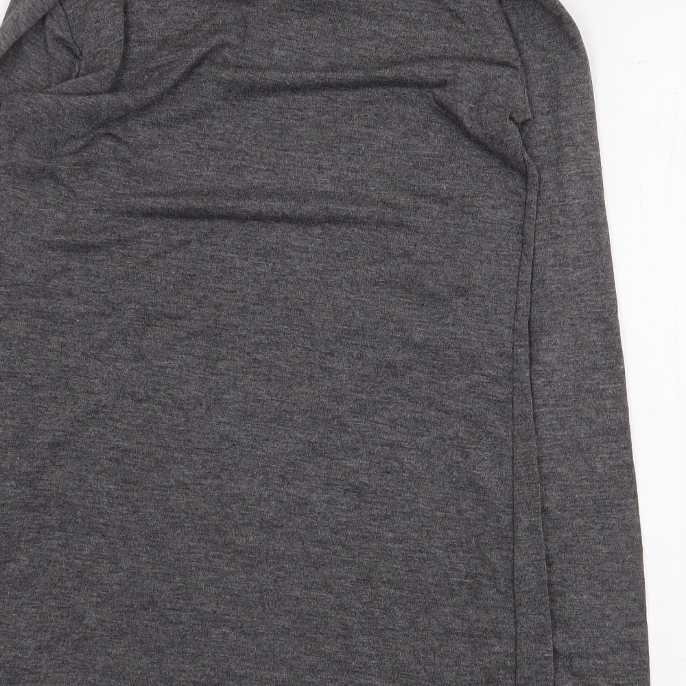 QED London Womens Grey Viscose Basic T-Shirt Size 12 Roll Neck