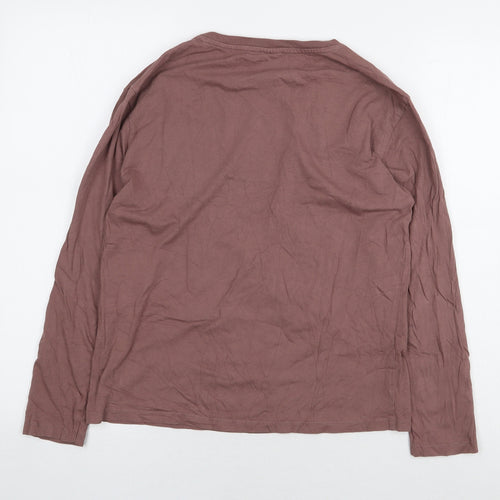 Zara Girls Brown 100% Cotton Basic T-Shirt Size 11-12 Years Round Neck Pullover - Star